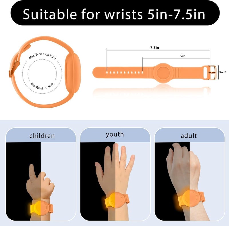 Foweroty for AirTag Bracelet for Kids, Waterproof Cute Print for Air tag Holder for Kids with Soft Silicone Full Coverage Anti-Lost Hidden for Airtag Wristband Accessories for Child, Luminous Orange - Image 3
